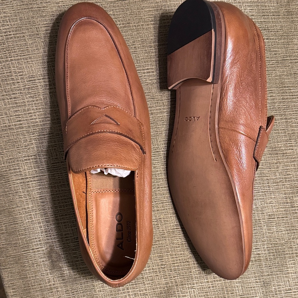 Aldo Men's Brown Leather Slip-On Loafers